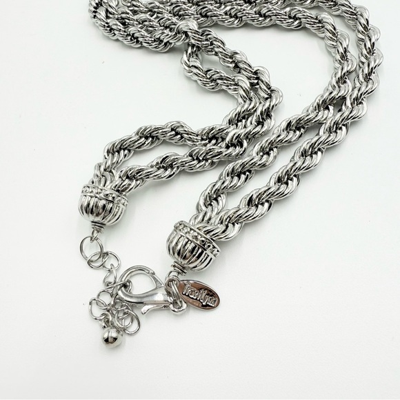 Traci Lynn Chain Long Silver Tone Heavy Chain Necklace Glass/crystal Pendant - Picture 5 of 9